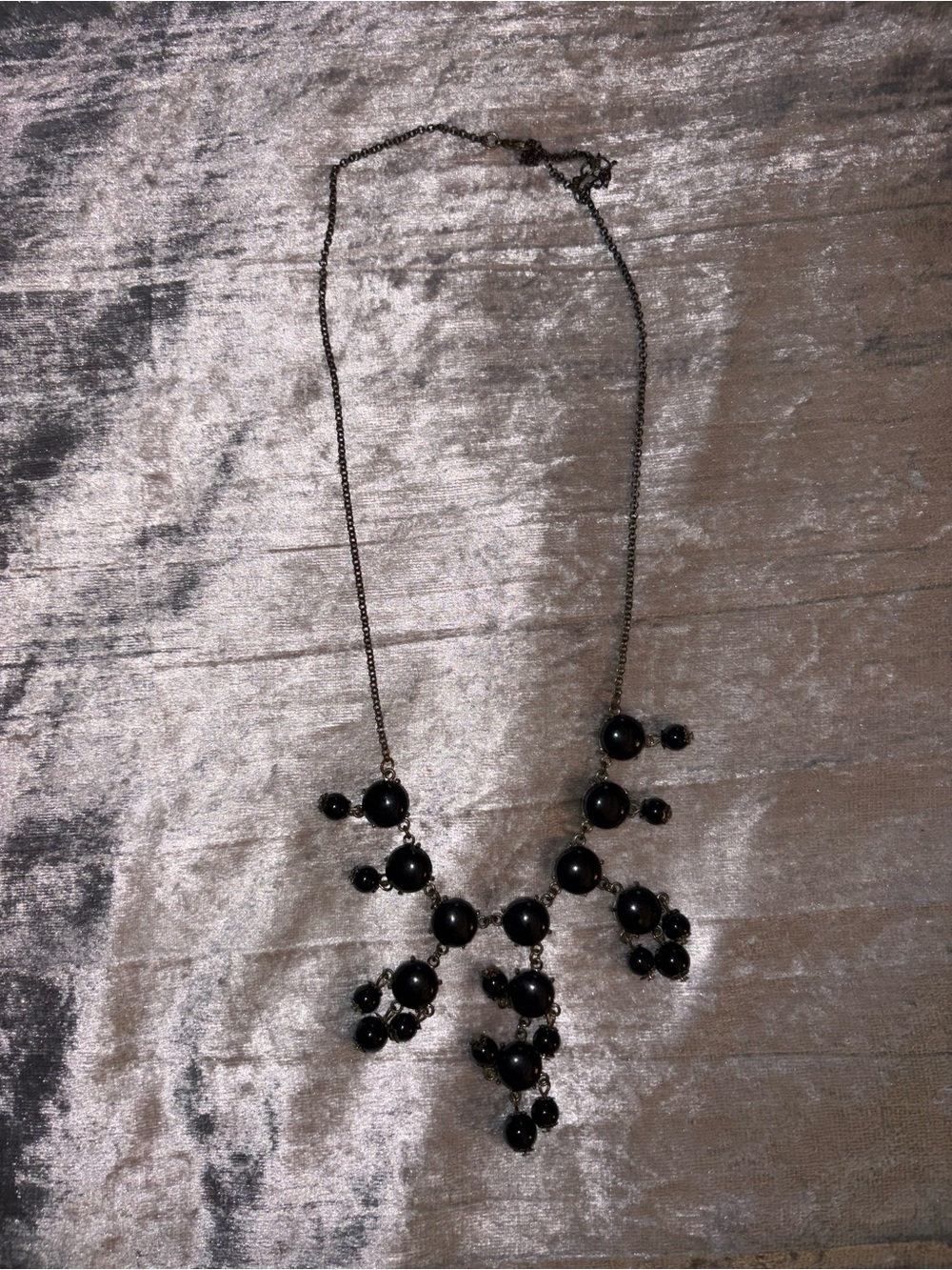 Statement Black Beaded Cluster Necklace for Women